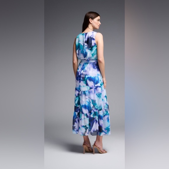 NWT Joseph Ribkoff Vanilla/Multi Sleeveless Maxi Dress Style 231716 - Picture 5 of 14